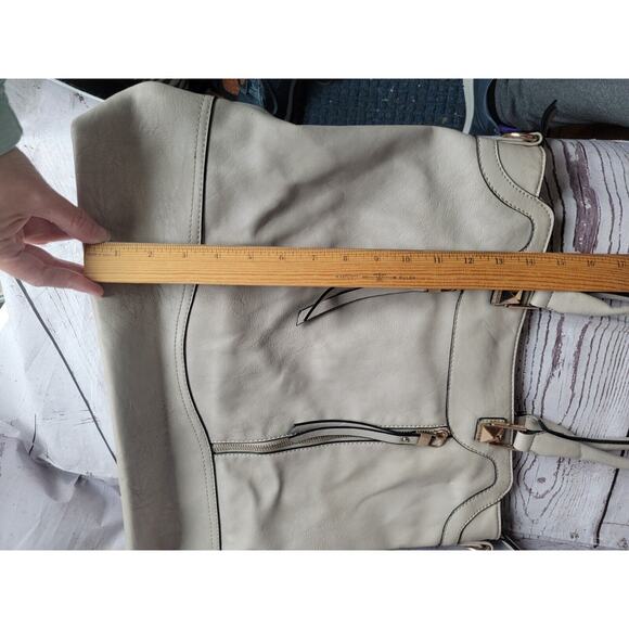 Moda Luxe Light Grayish Color Genuine Leather Hobo Bag Purse Handbag Tote READ - Picture 16 of 16